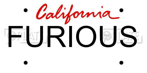 FURIOUS California License Plate