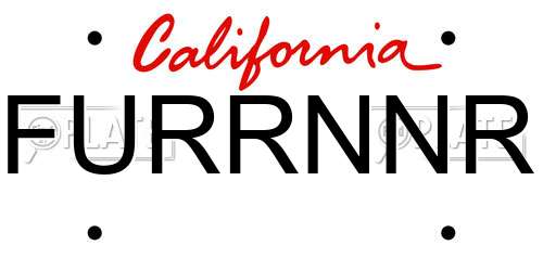 FURRNNR California License Plate