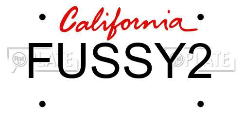 FUSSY2 California License Plate