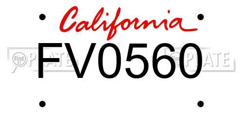 FV0560 California License Plate