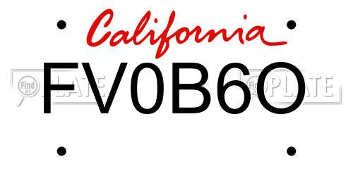 FV0B6O California License Plate