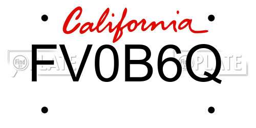 FV0B6Q California License Plate
