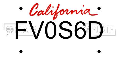 FV0S6D California License Plate