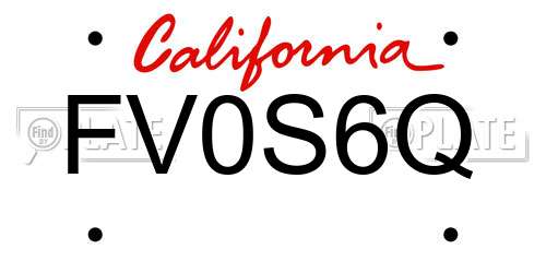FV0S6Q California License Plate