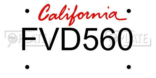 FVD560 California License Plate
