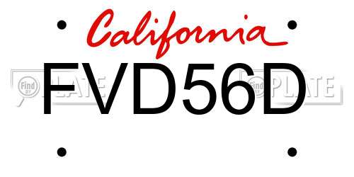 FVD56D California License Plate