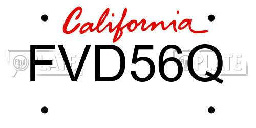 FVD56Q California License Plate