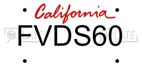 FVDS60 California License Plate