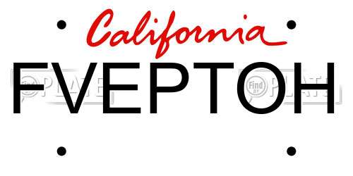 FVEPTOH California License Plate