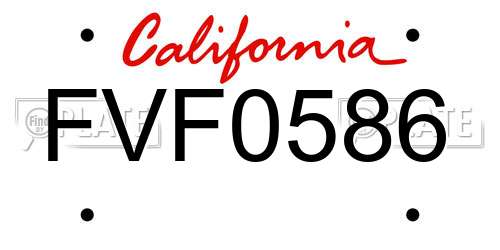 FVF0586 California License Plate