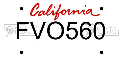 FVO560 California License Plate
