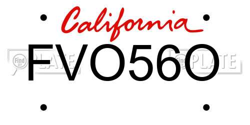 FVO56O California License Plate