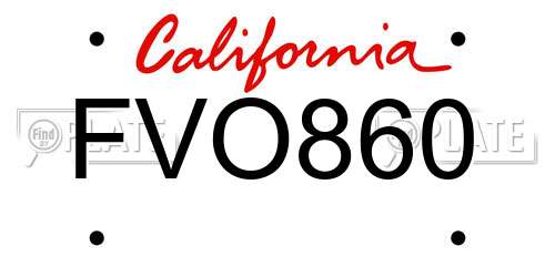 FVO860 California License Plate