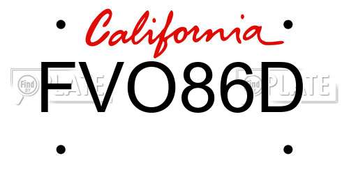 FVO86D California License Plate