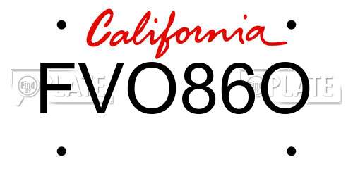 FVO86O California License Plate