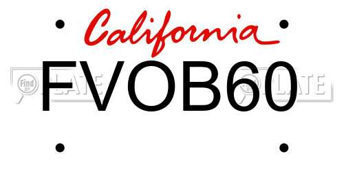 FVOB60 California License Plate
