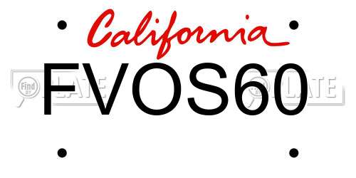 FVOS60 California License Plate
