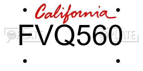 FVQ560 California License Plate