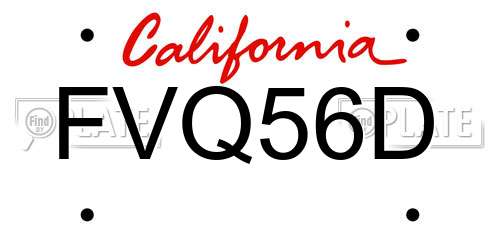 FVQ56D California License Plate