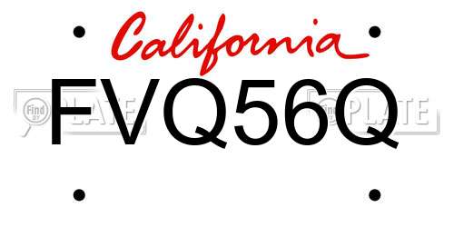 FVQ56Q California License Plate