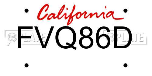 FVQ86D California License Plate