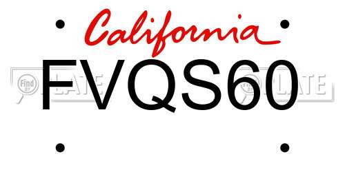 FVQS60 California License Plate