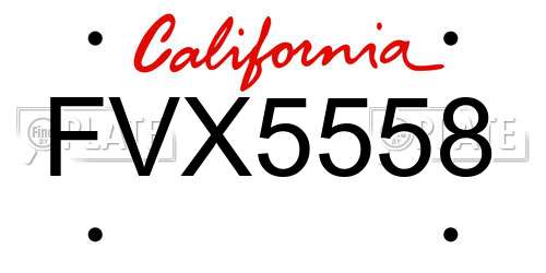 FVX5558 California License Plate