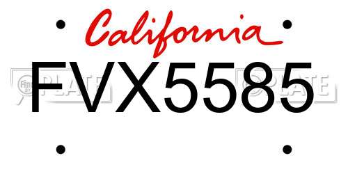 FVX5585 California License Plate