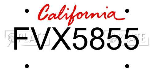 FVX5855 California License Plate