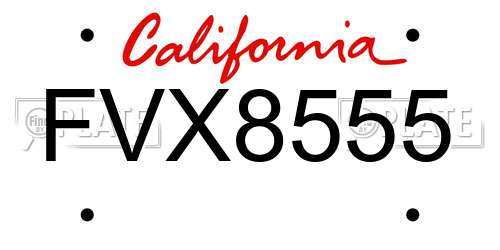 FVX8555 California License Plate