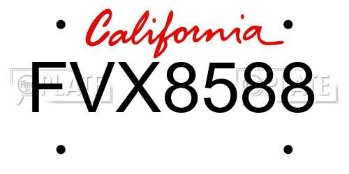 FVX8588 California License Plate