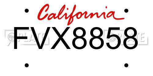 FVX8858 California License Plate