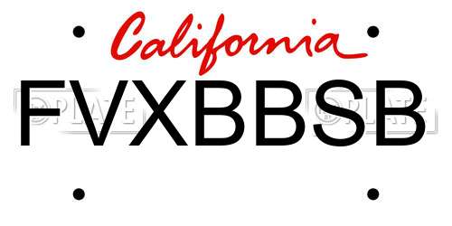 FVXBBSB California License Plate
