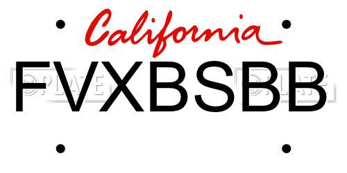 FVXBSBB California License Plate