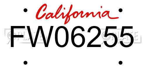 FW06255 California License Plate