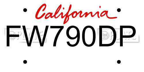 FW790DP California License Plate