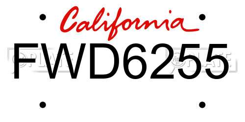 FWD6255 California License Plate