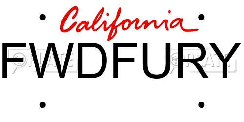 FWDFURY California License Plate
