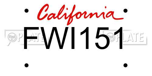 FWI151 California License Plate