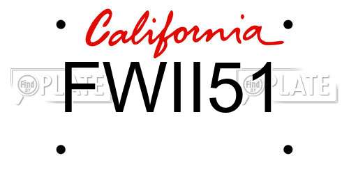 FWII51 California License Plate