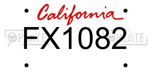 FX1082 California License Plate