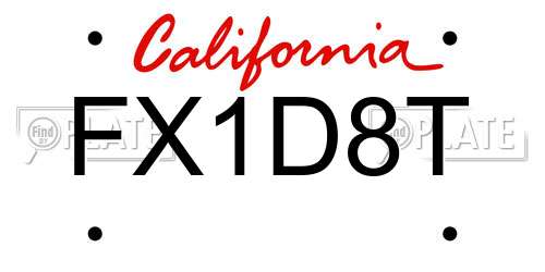 FX1D8T California License Plate