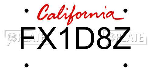 FX1D8Z California License Plate