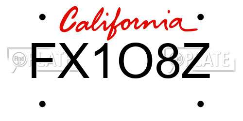FX1O8Z California License Plate