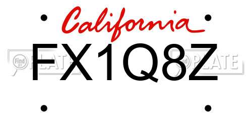 FX1Q8Z California License Plate