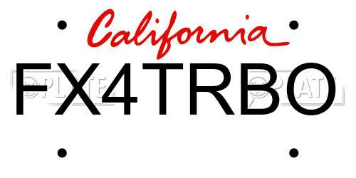 FX4TRBO California License Plate