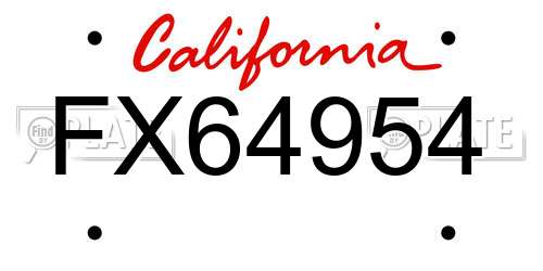 FX64954 California License Plate