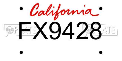 FX9428 California License Plate