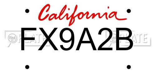FX9A2B California License Plate