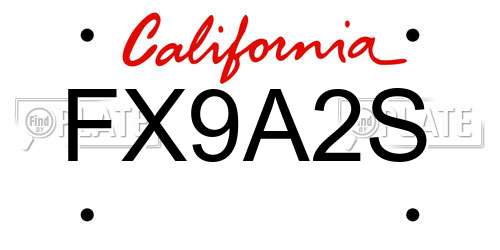 FX9A2S California License Plate